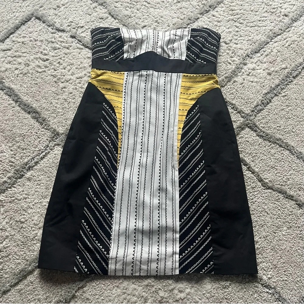 Helmut Lang Black and Yellow Mini Dress